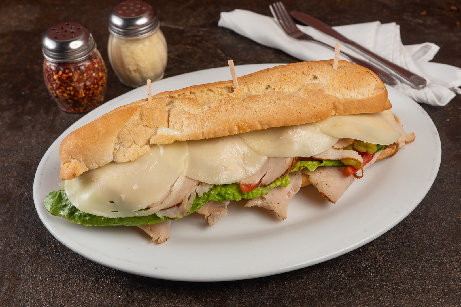Order Turkey and Cheese Sandwich food online from Buono Authentic Pizzeria store, Long Beach on bringmethat.com