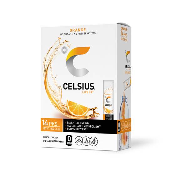 Order Celsius On-the-Go Orange Powder Packs, 14 CT food online from Cvs store, ARCADIA on bringmethat.com
