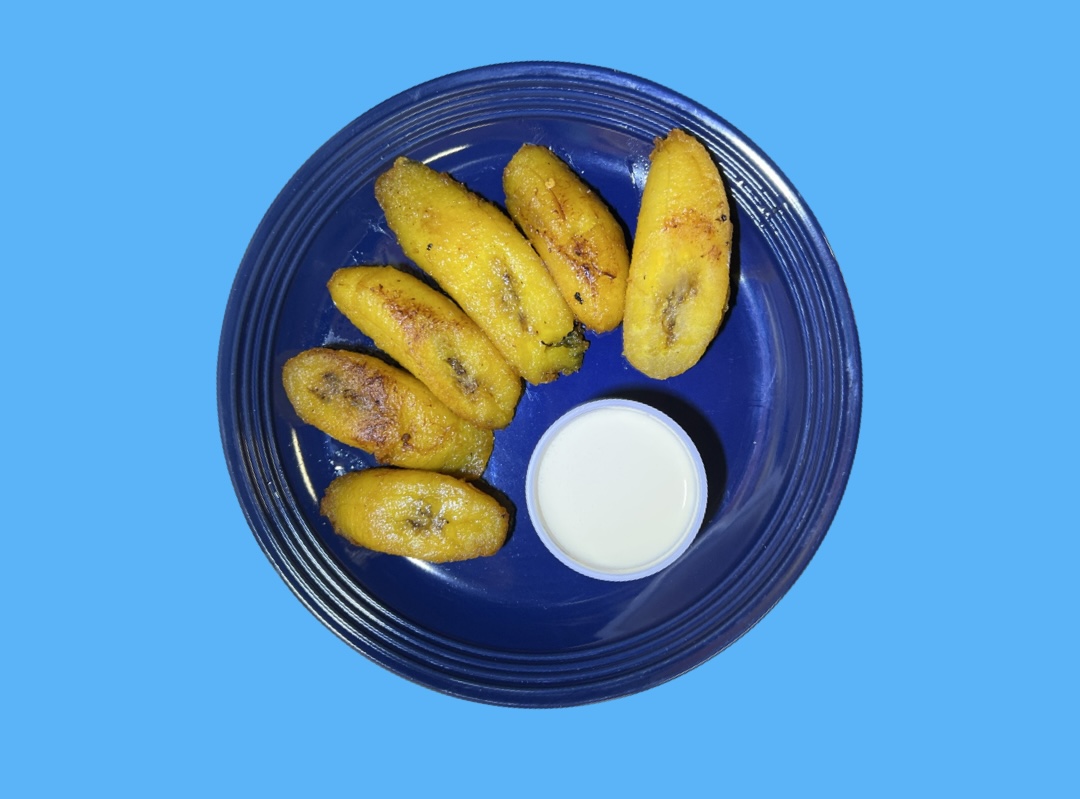 Order Fried Platain with Cream/Platano con Crema food online from Sabrositas Pupusas store, North Hollywood on bringmethat.com