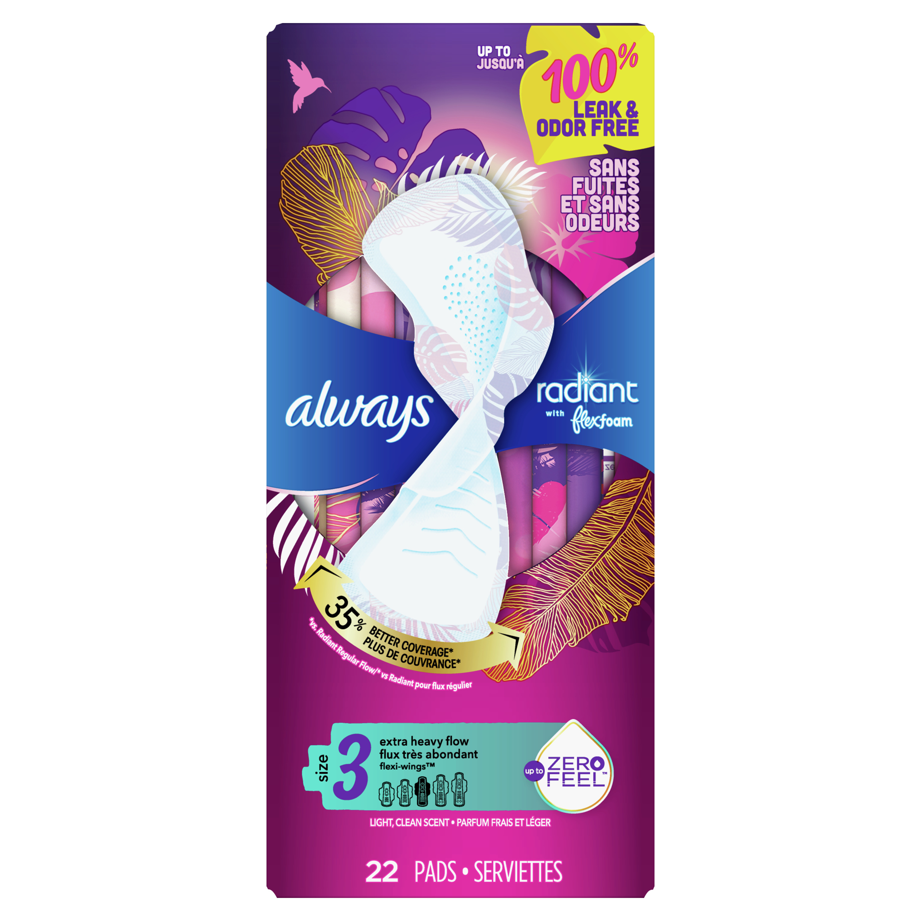 Order Always Radiant FlexFoam Pads with Wings - Extra Heavy, Size 3, Scented, 22 ct food online from Rite Aid store, MILLER PLACE on bringmethat.com