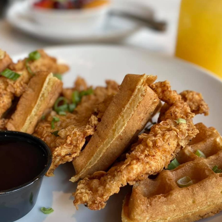 Order Chicken and Waffles food online from Honeyberry Cafe store, Hoffman Estates on bringmethat.com