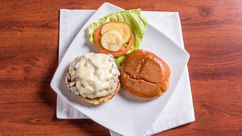 Order Baby Swiss Angus Mushroom Burger food online from Red Olive store, Dearborn on bringmethat.com
