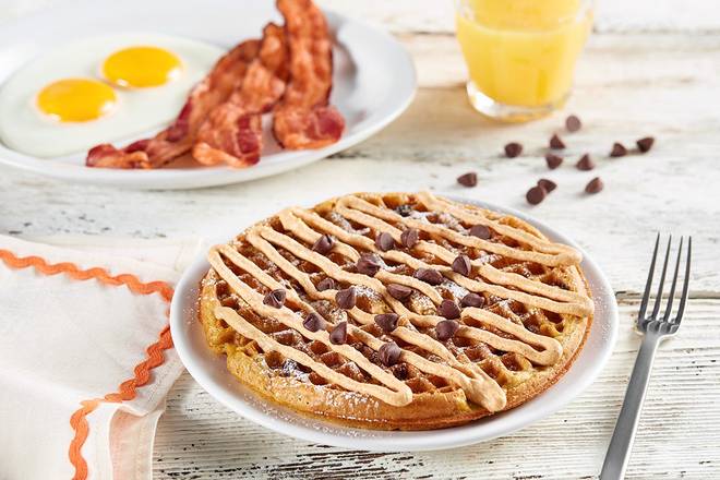 Order Pumpkin Chocolate Chip Waffle Platter food online from Huddle House store, Owens Cross Roads on bringmethat.com