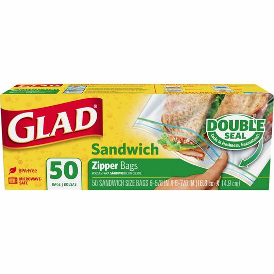 Order Glad Double Seal Sandwich Bags - 50 Ct. food online from IV Deli Mart store, Goleta on bringmethat.com