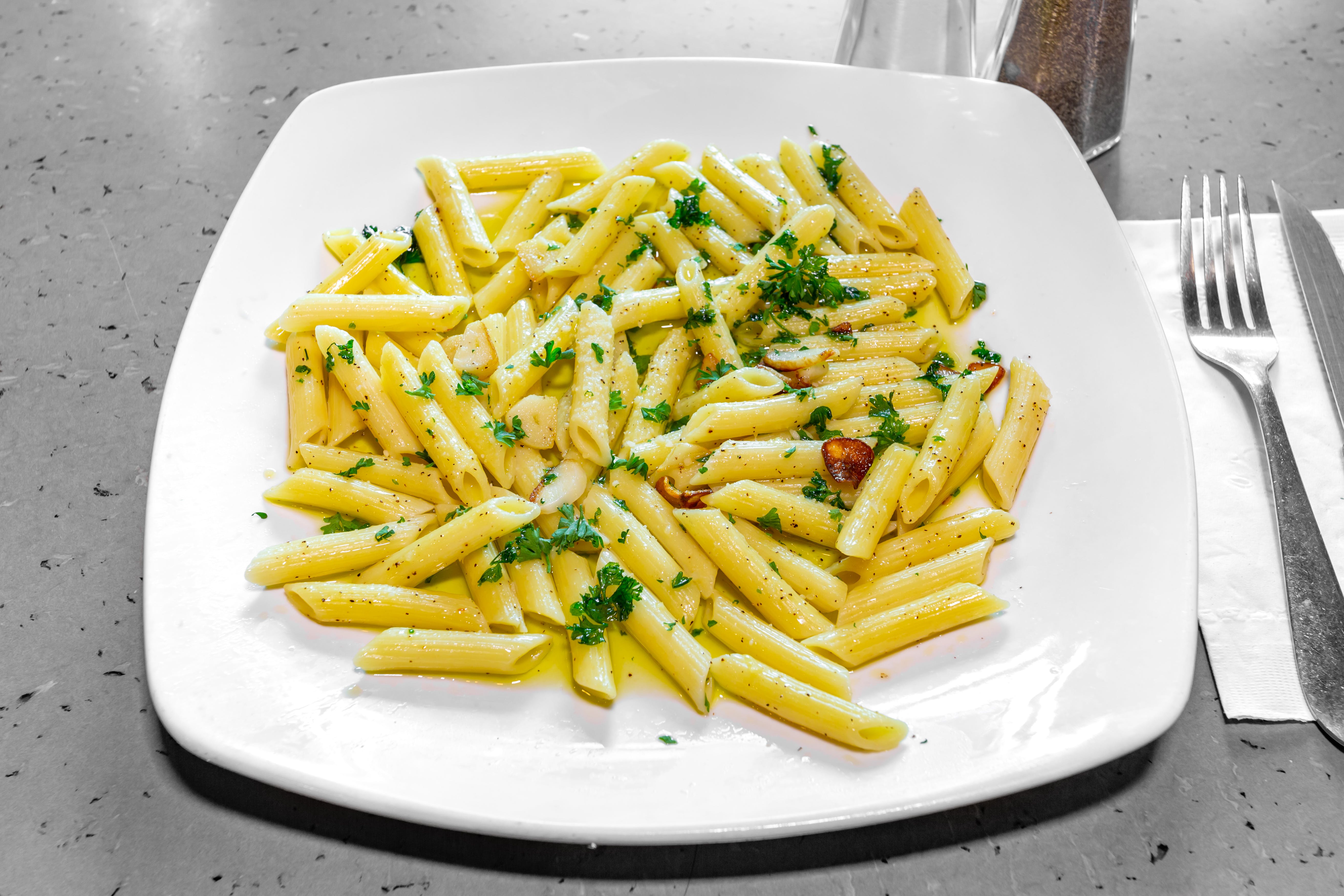 Order Pasta with Garlic & Oil - Pasta food online from Nino Italian Restaurant store, Reading on bringmethat.com