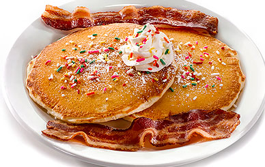 Order Kid's Rainbow Pancakes food online from Perkins Restaurant 3842 store, Grand Forks on bringmethat.com