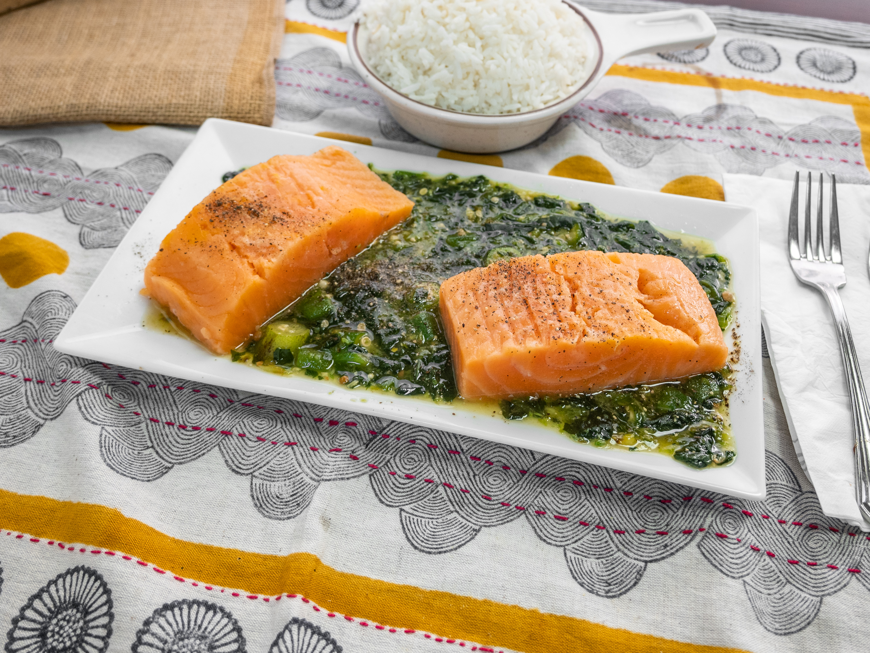 Order 40. Salmon food online from A&H African & Jamaican Restaurant store, Clementon on bringmethat.com