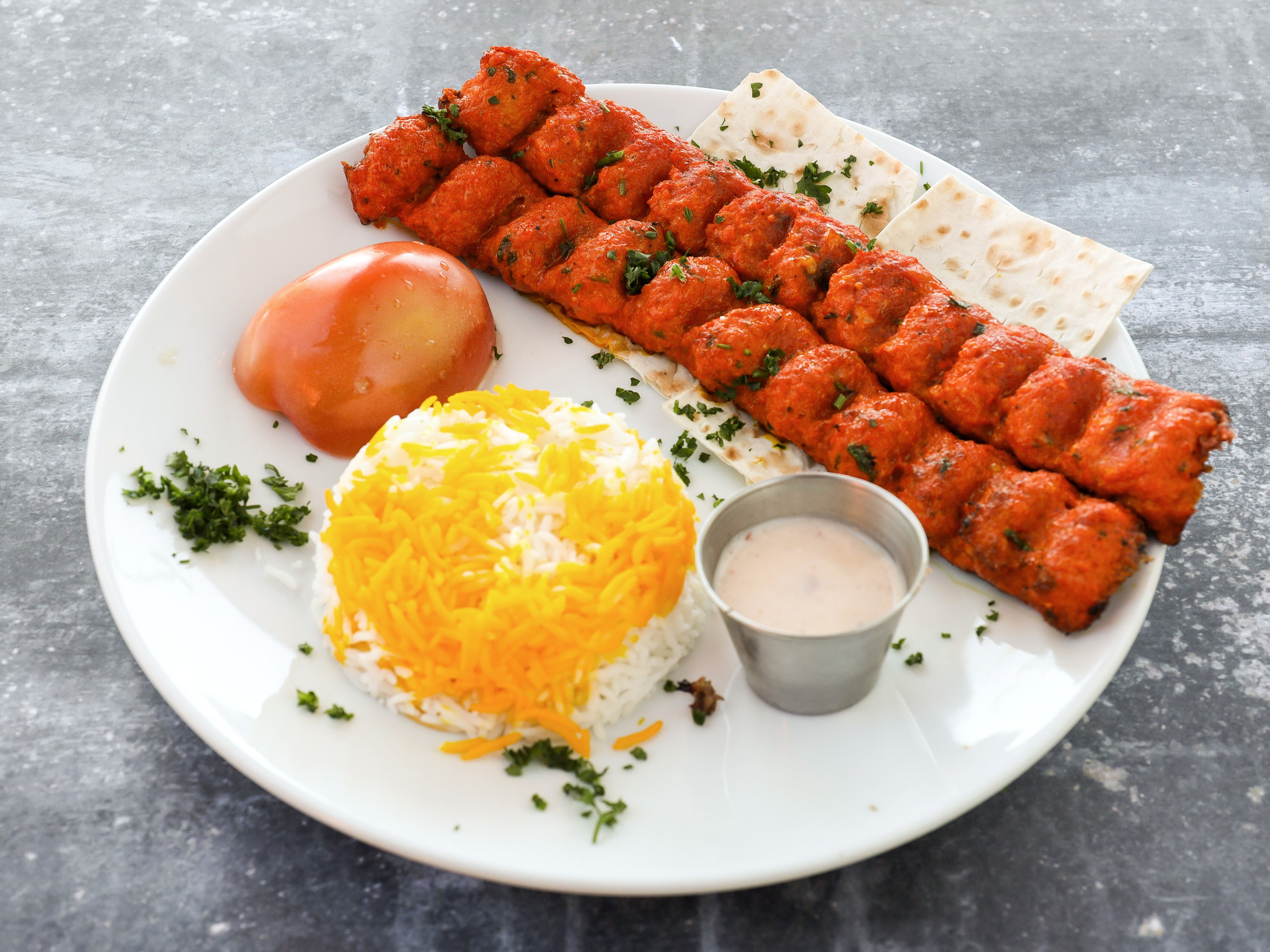 Order Ground Chicken Kabob food online from Santour Kabobery store, Simi Valley on bringmethat.com