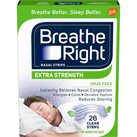 Order Breathe Right Nasal Strips Drug-Free Clear Extra Strength (26 ct) food online from Rite Aid store, DUBOIS on bringmethat.com