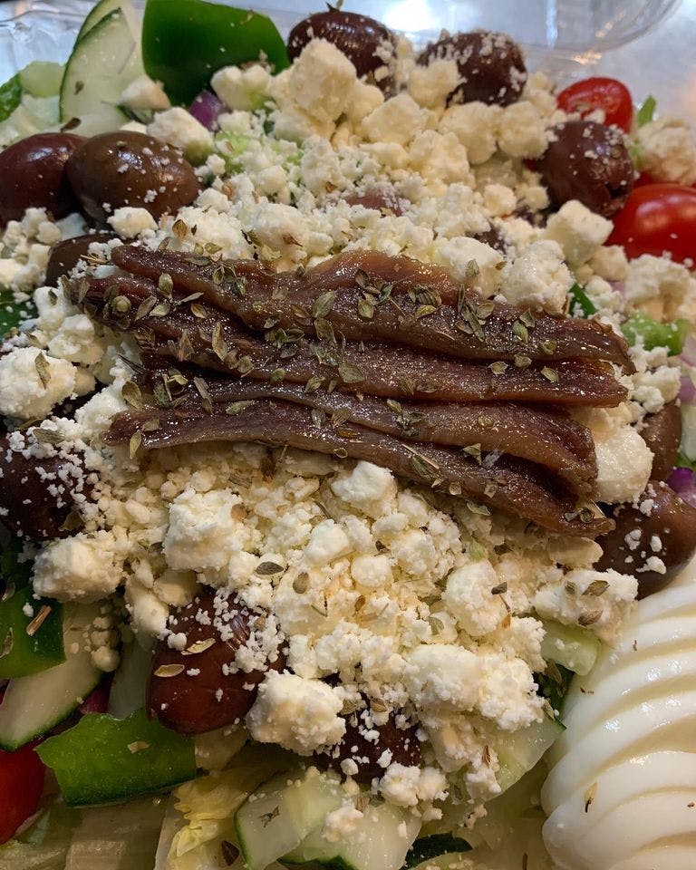 Order Greek Salad - Salad food online from Evo Brick Oven Pizza store, Philadelphia on bringmethat.com