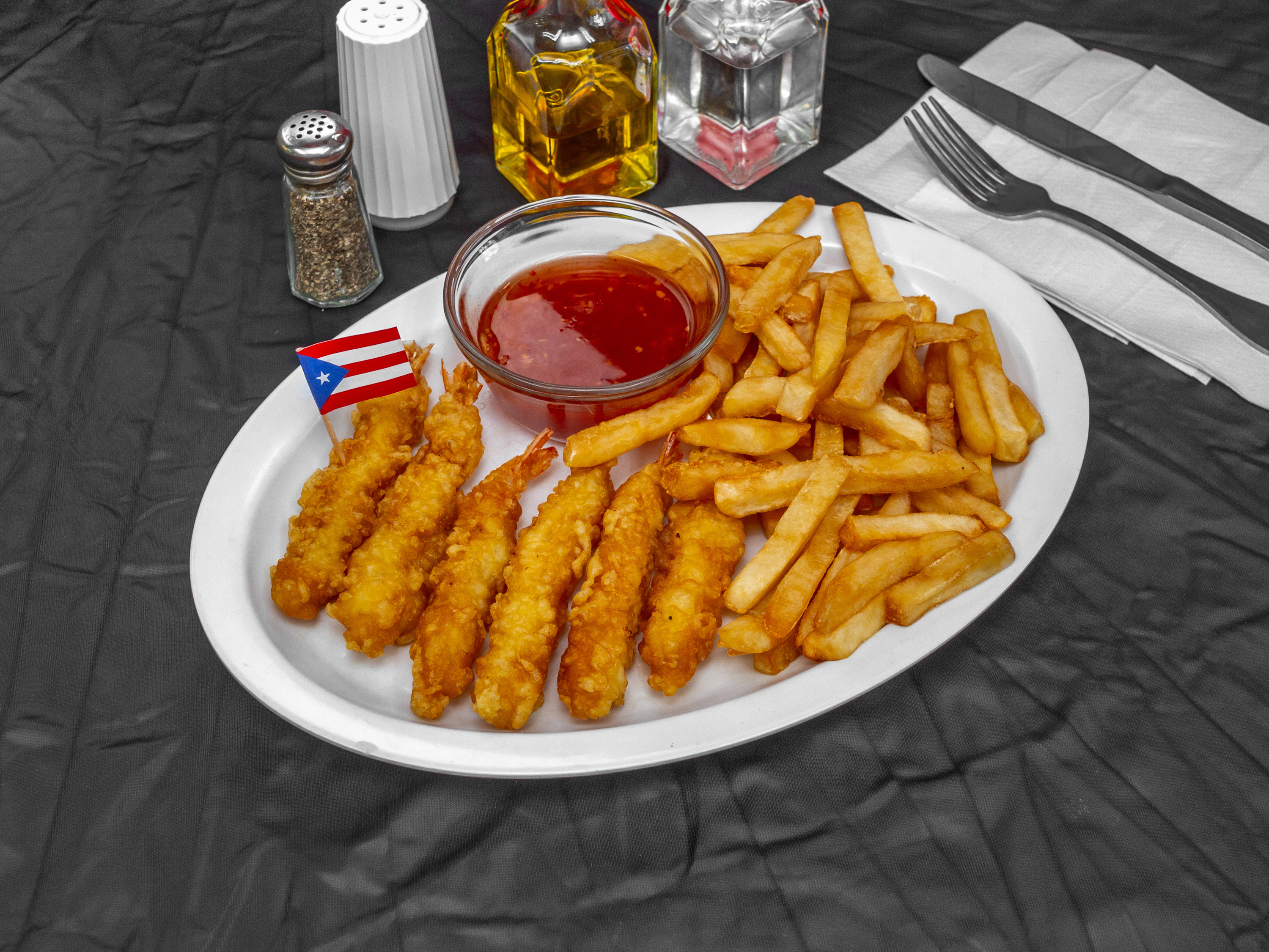 Order Shrimp tempura w/fries food online from The Latin Flavor Restaurant store, Newark on bringmethat.com