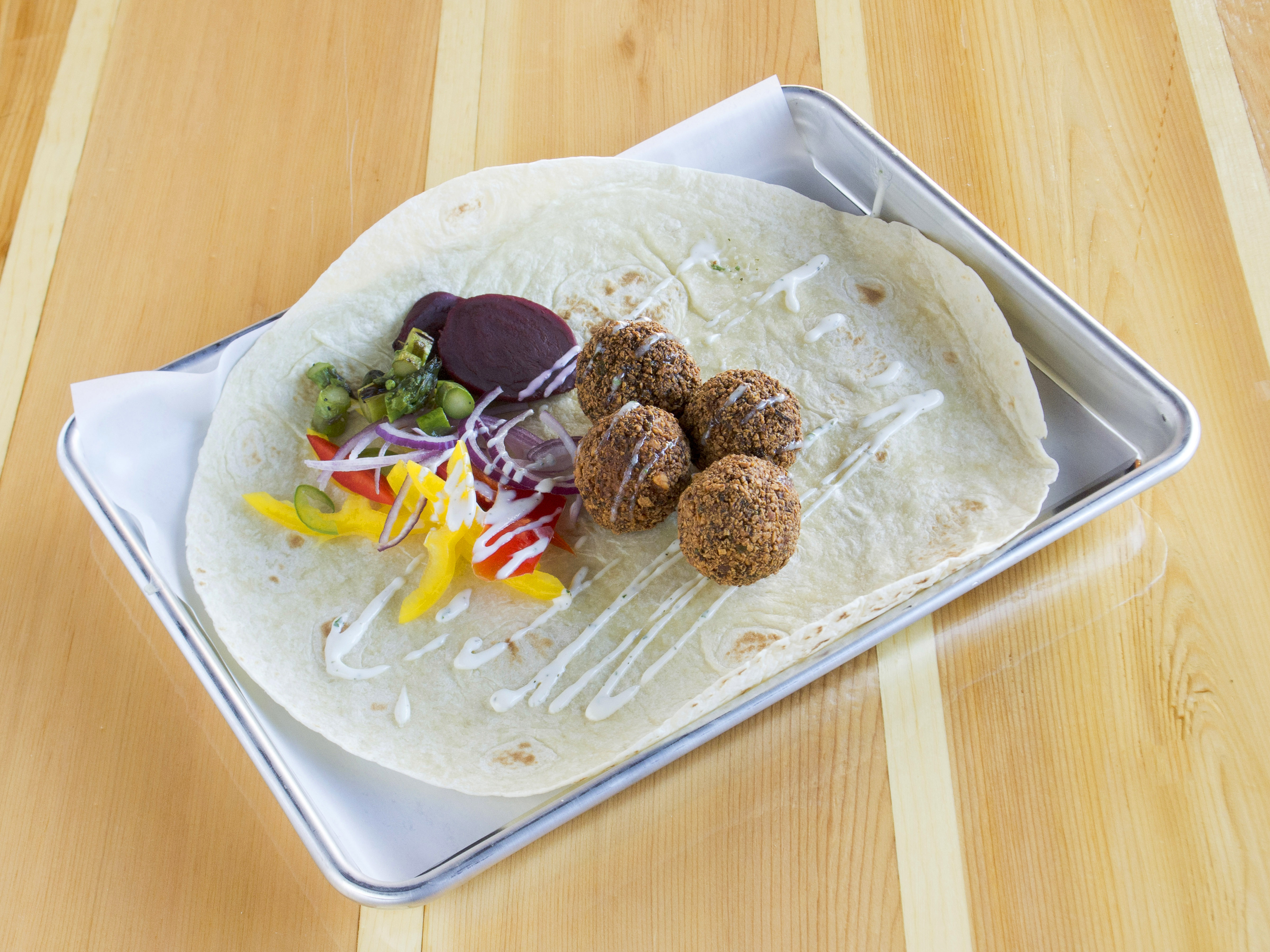 Order Falafel Veggie Wrap food online from Chop House Gyro store, Dallas on bringmethat.com