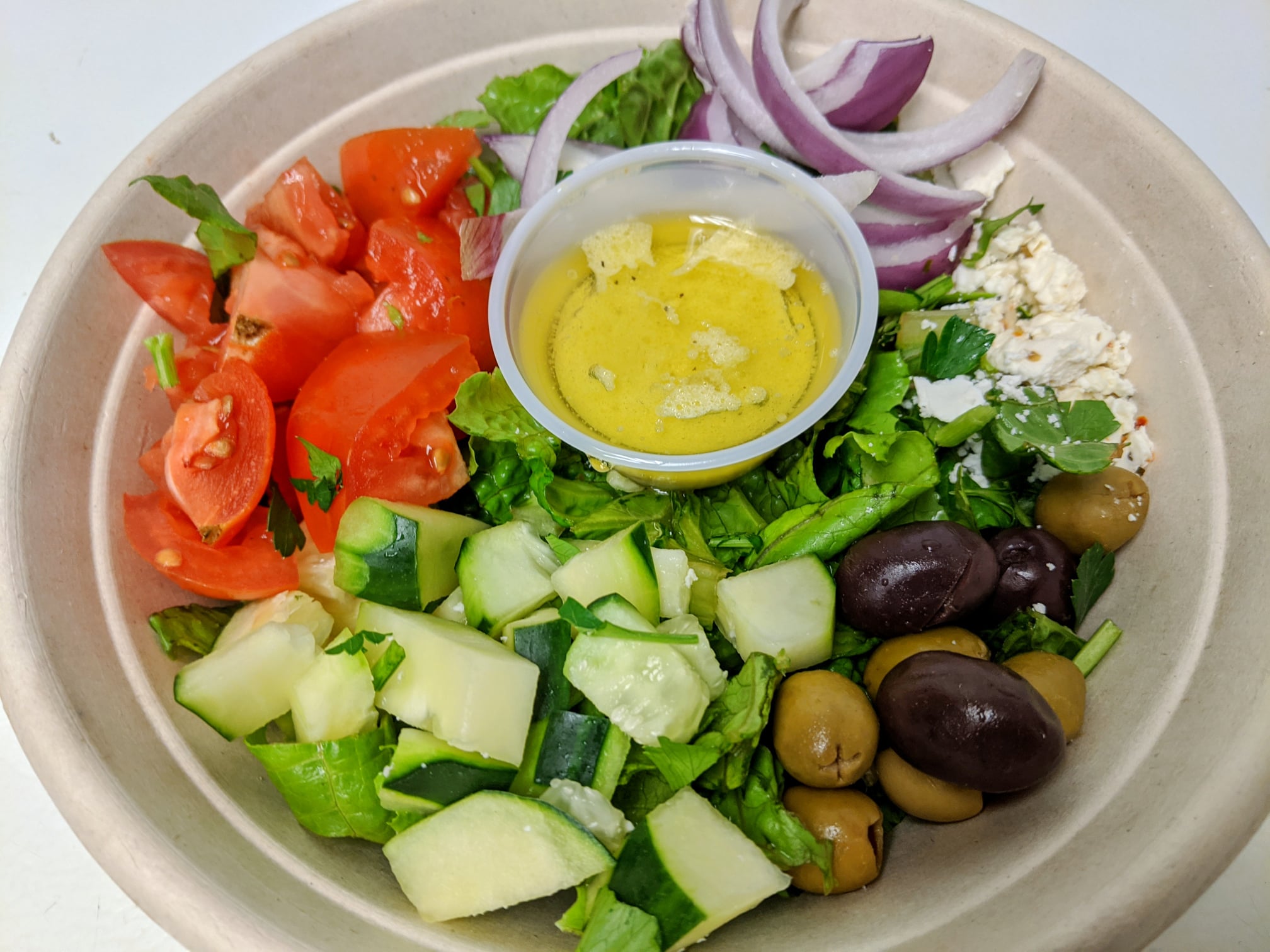 Order Greek Salad food online from Tastee Grill store, San Mateo on bringmethat.com
