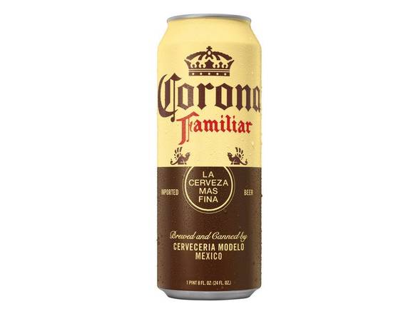 Order Corona Familiar Lager Mexican Beer - 24oz Can food online from Bin Bucks Liquor store, Costa Mesa on bringmethat.com