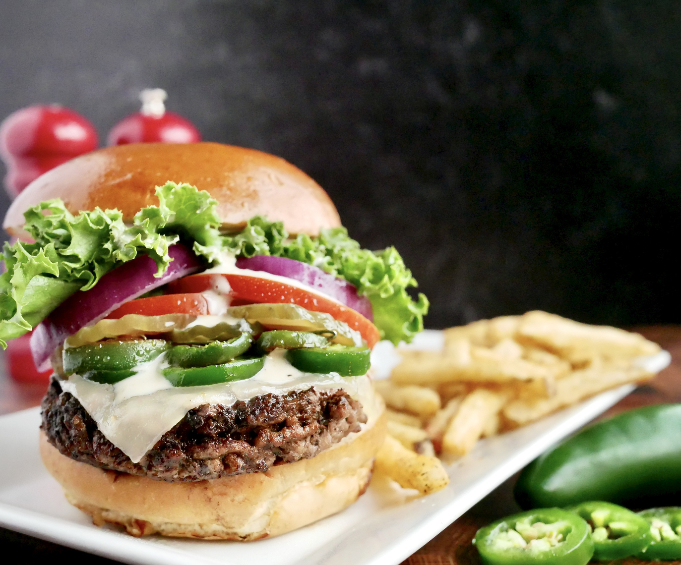 Order Jalapeno Ranch Burger food online from Kocky Bar & Grill store, Fresno on bringmethat.com