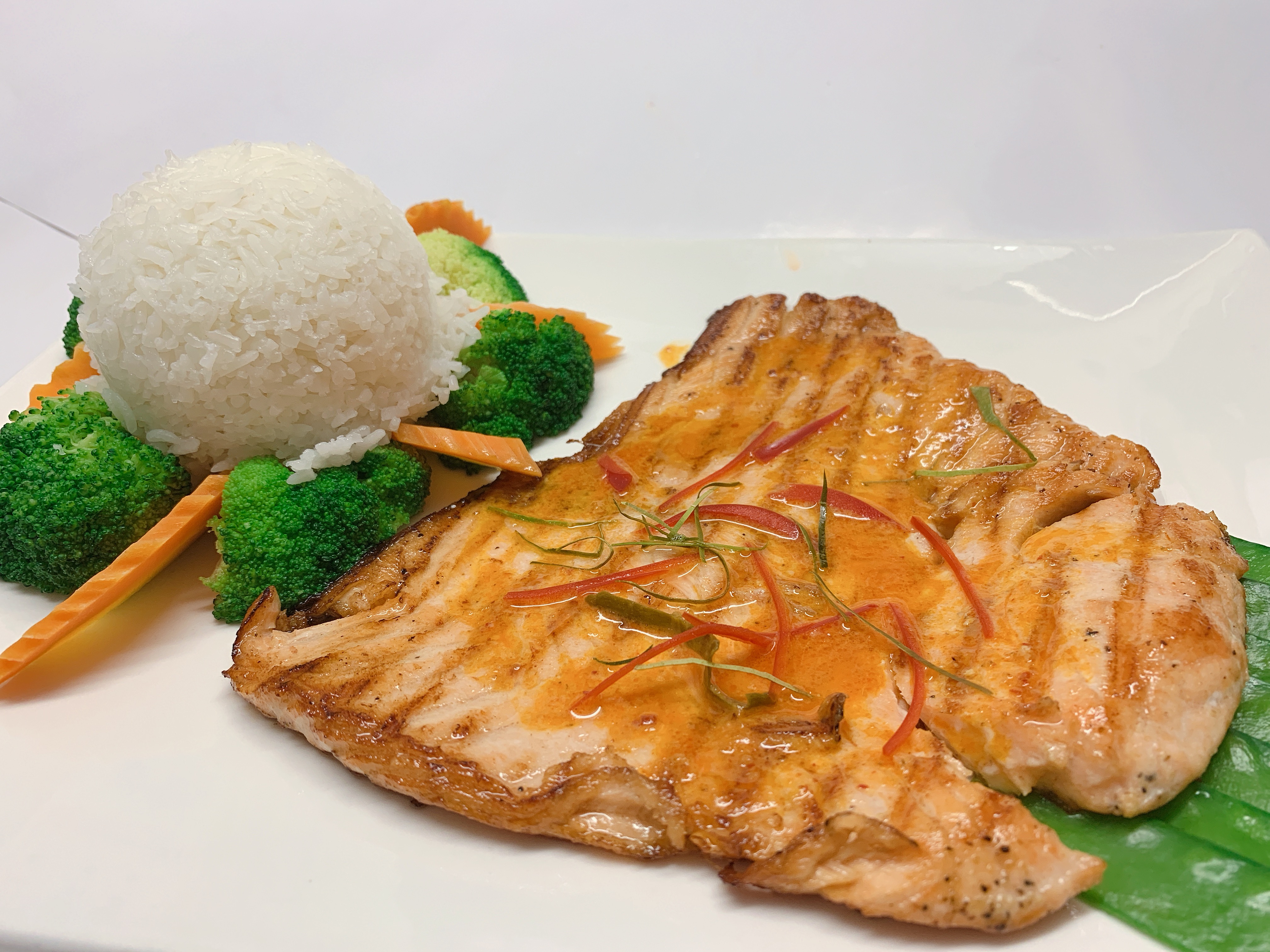 Order Salmon Panaeng Curry food online from House of Thai Cuisine store, Philadelphia on bringmethat.com