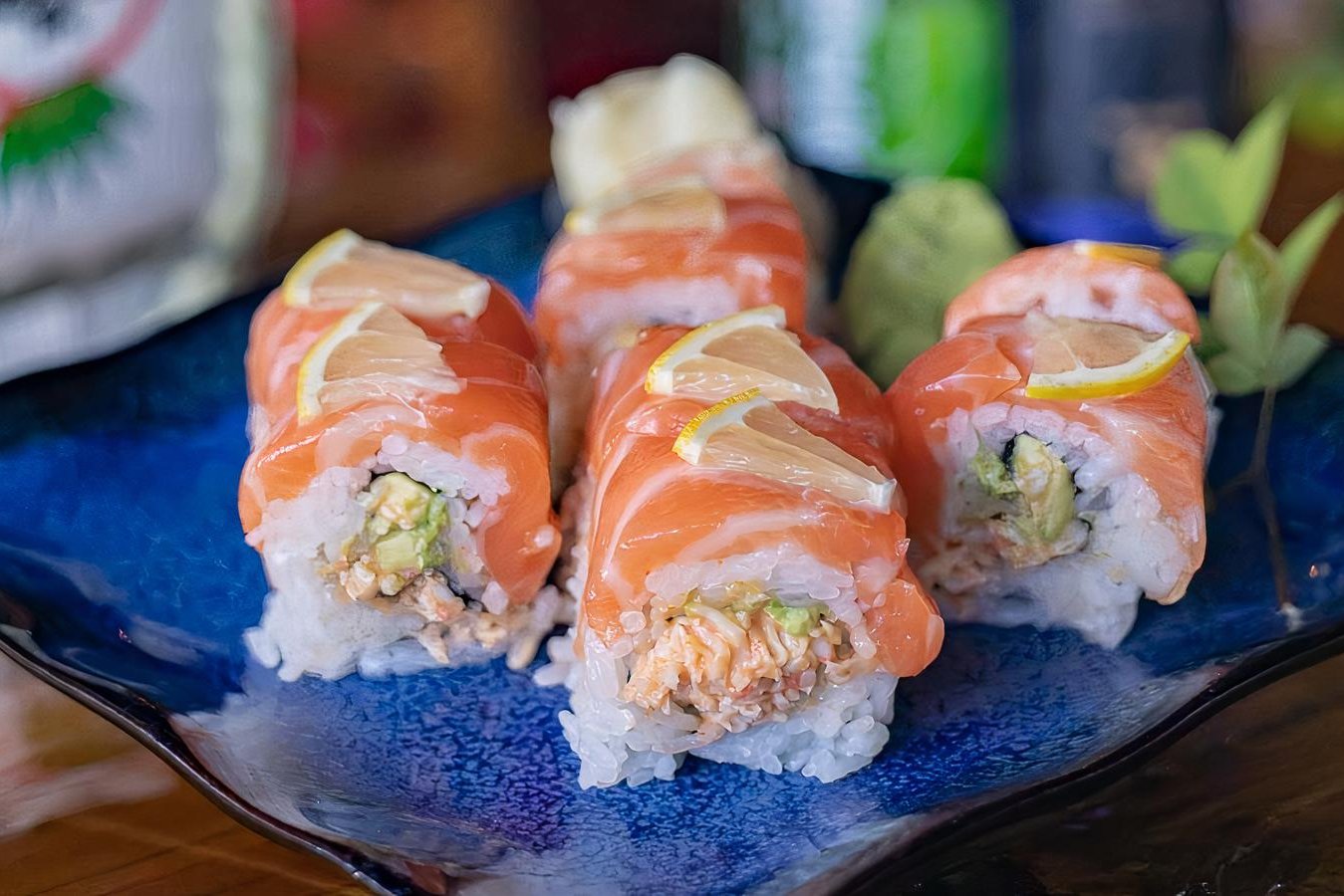 Order Lemon-salmon Roll* food online from Miyako Yakitori & Sushi store, Austin on bringmethat.com