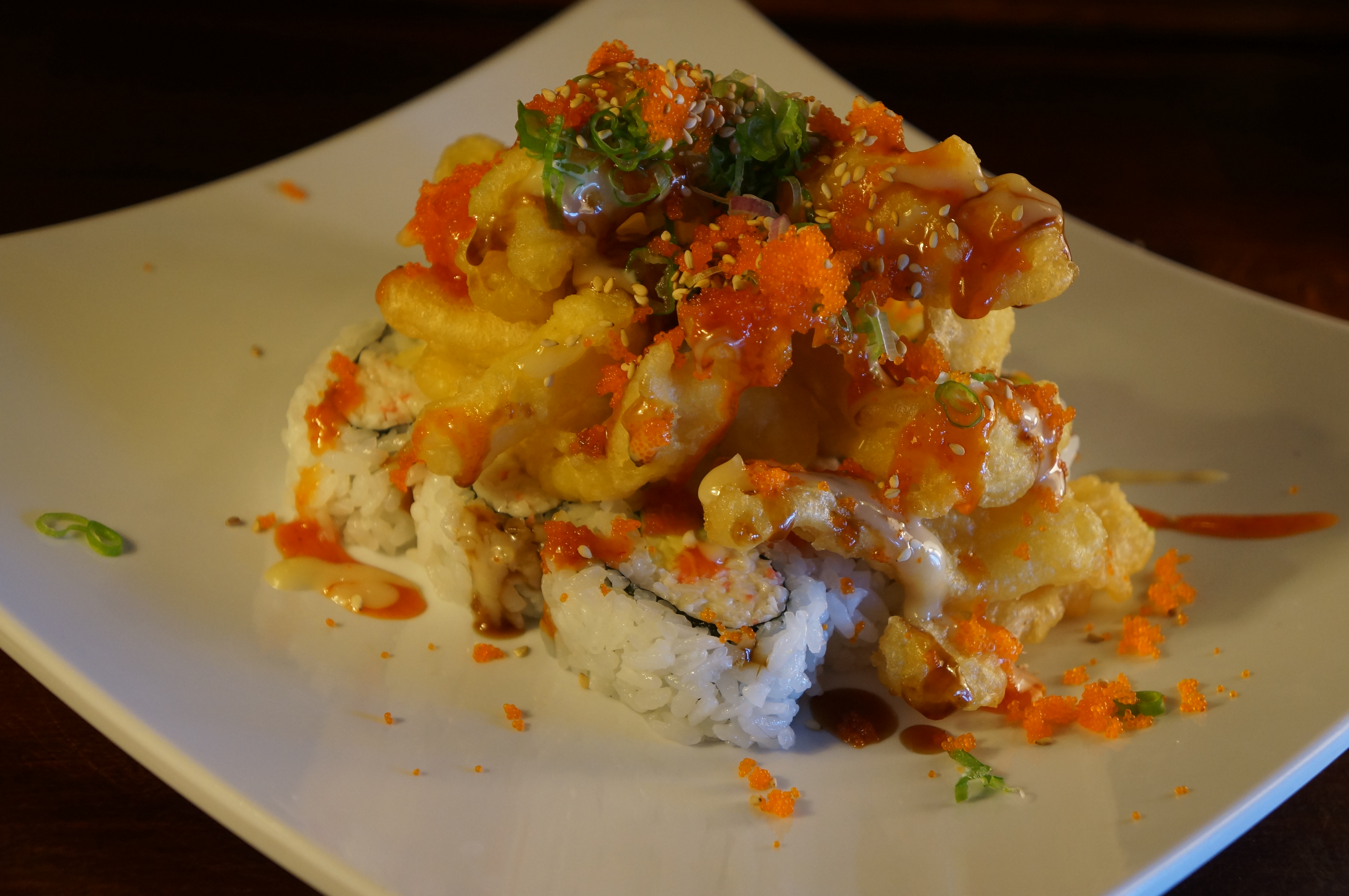 Order Calamari Tempura Roll food online from Tomo Sushi store, Laguna Woods on bringmethat.com