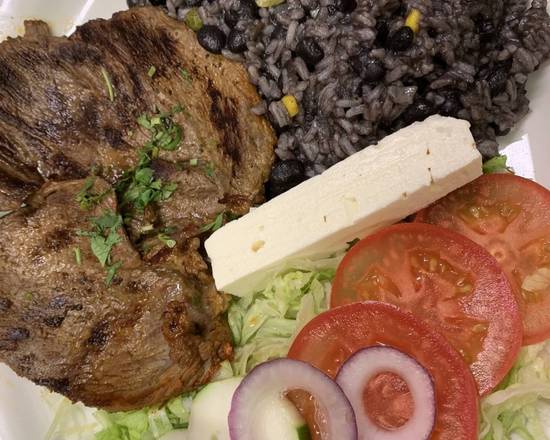 Order Steak Salvadorean Style (Bistec Guanaco) food online from Ams Cafe store, White Plains on bringmethat.com