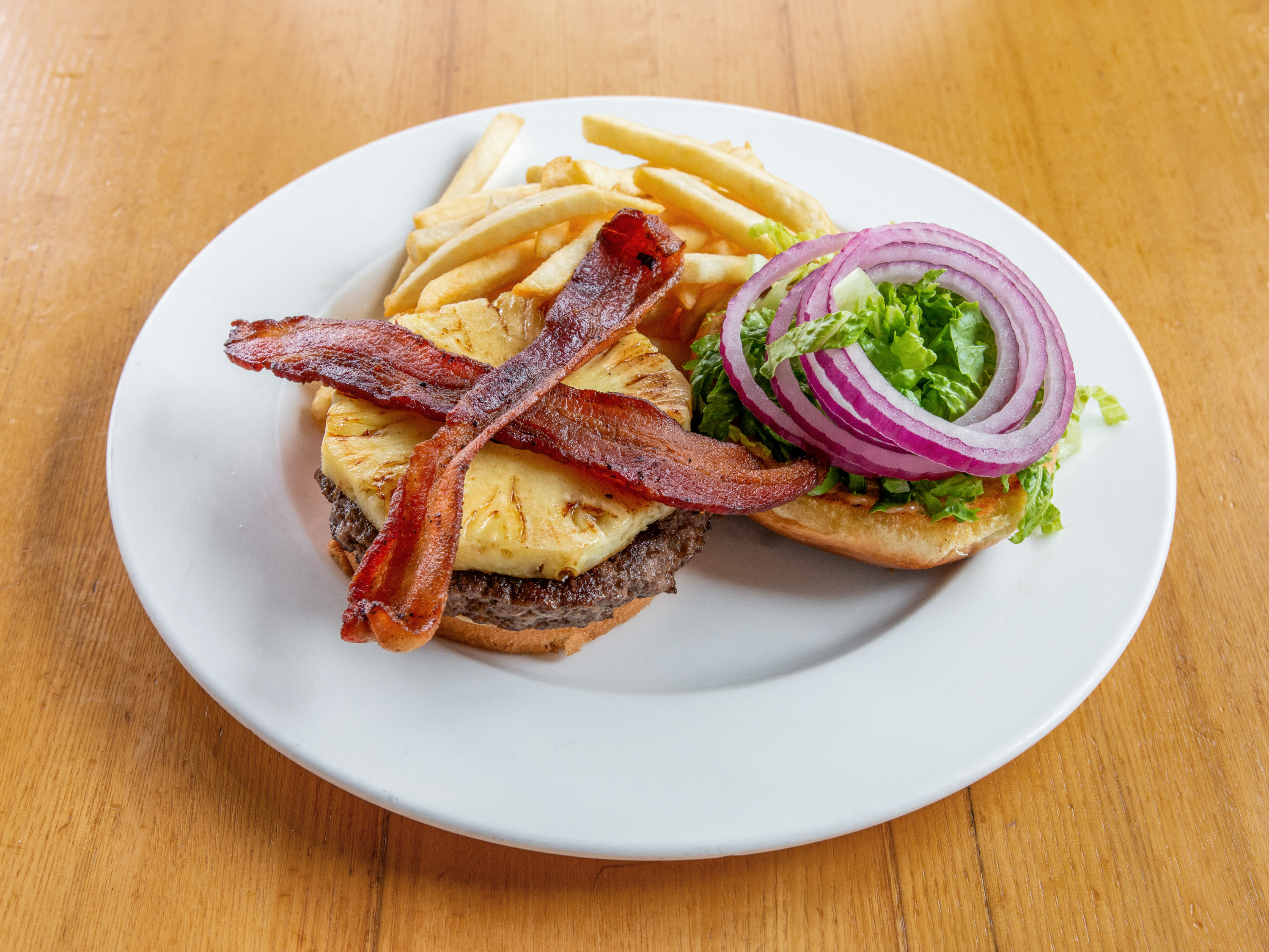 Order Hawaiian Burger food online from Between The Buns store, Arlington Heights on bringmethat.com