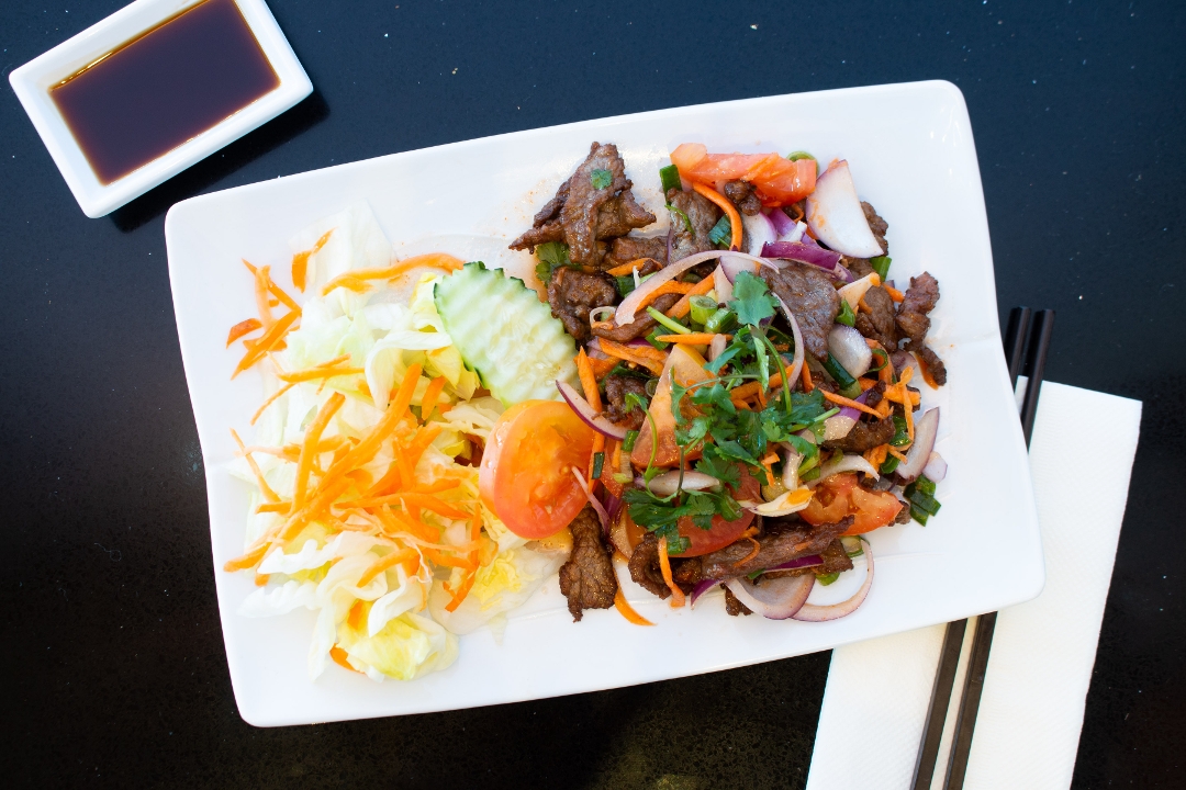 Order Beef Salad food online from Shandra Thai Cuisine store, Palmdale on bringmethat.com