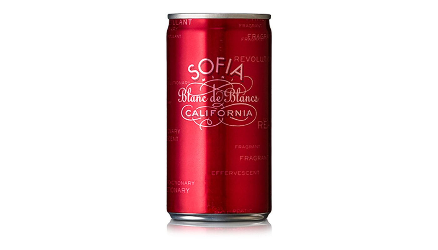 Order Sofia Blanc de Blancs Red Wine Blend Sparkling Wine 4 Pack Aluminium Cans 187mL food online from House Of Cigar & Liquor store, Redondo Beach on bringmethat.com