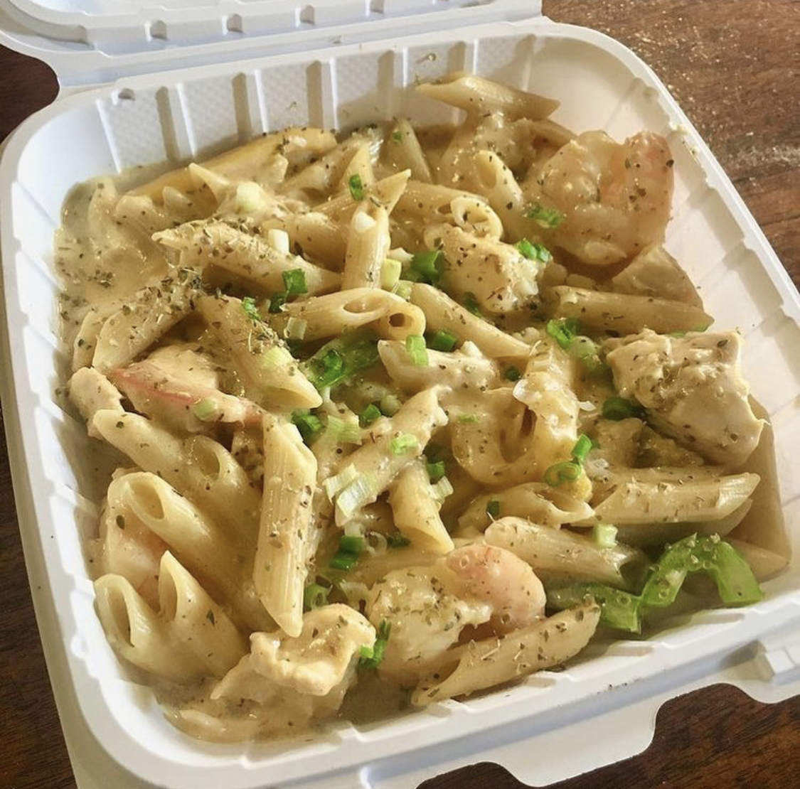 Order Chicken and Shrimp Pasta food online from Get It Inn Island Cuisine Ii store, Baltimore on bringmethat.com