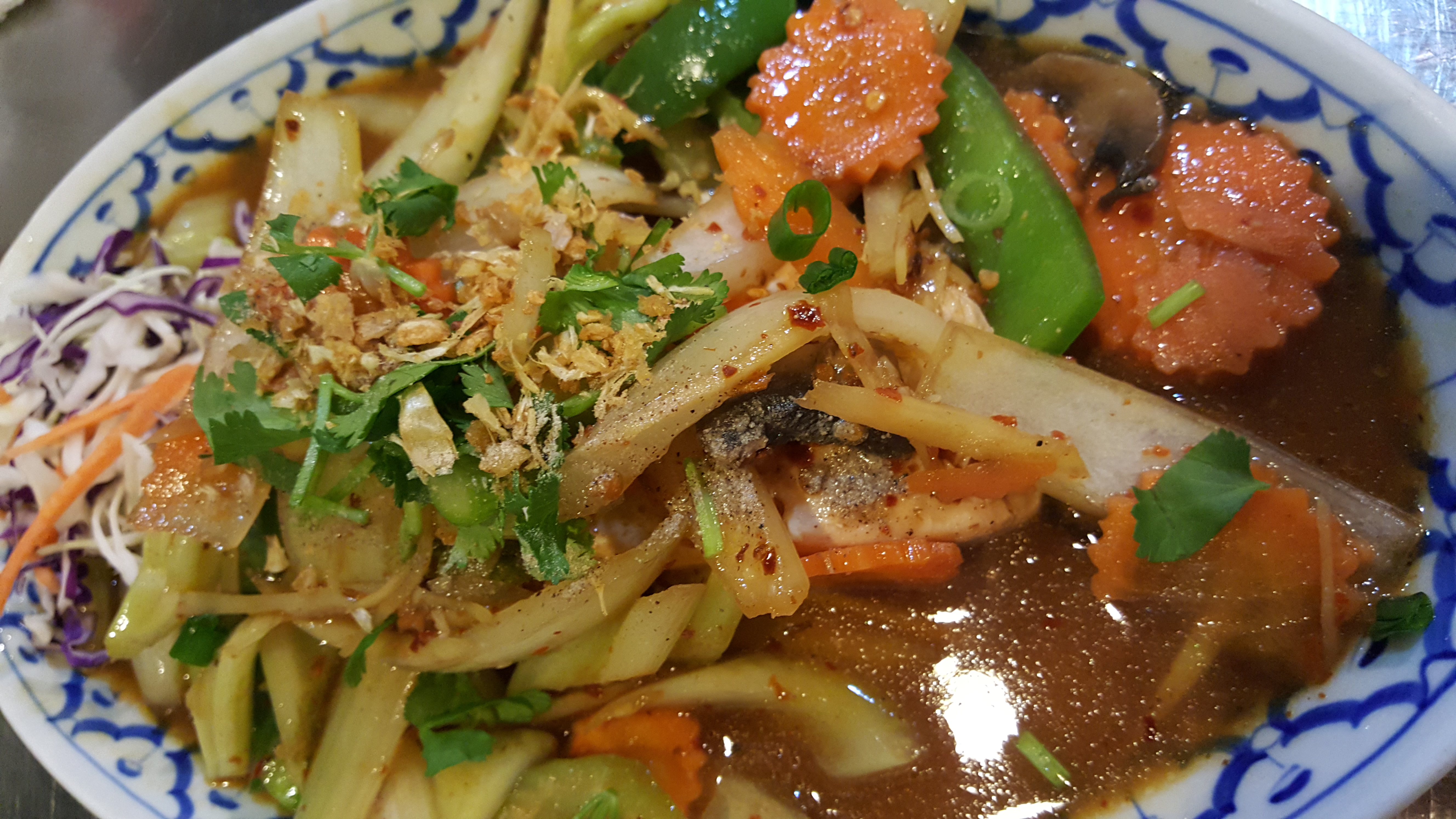 Order 73. Ginger Salmon food online from Leela Thai Cuisine store, Santee on bringmethat.com
