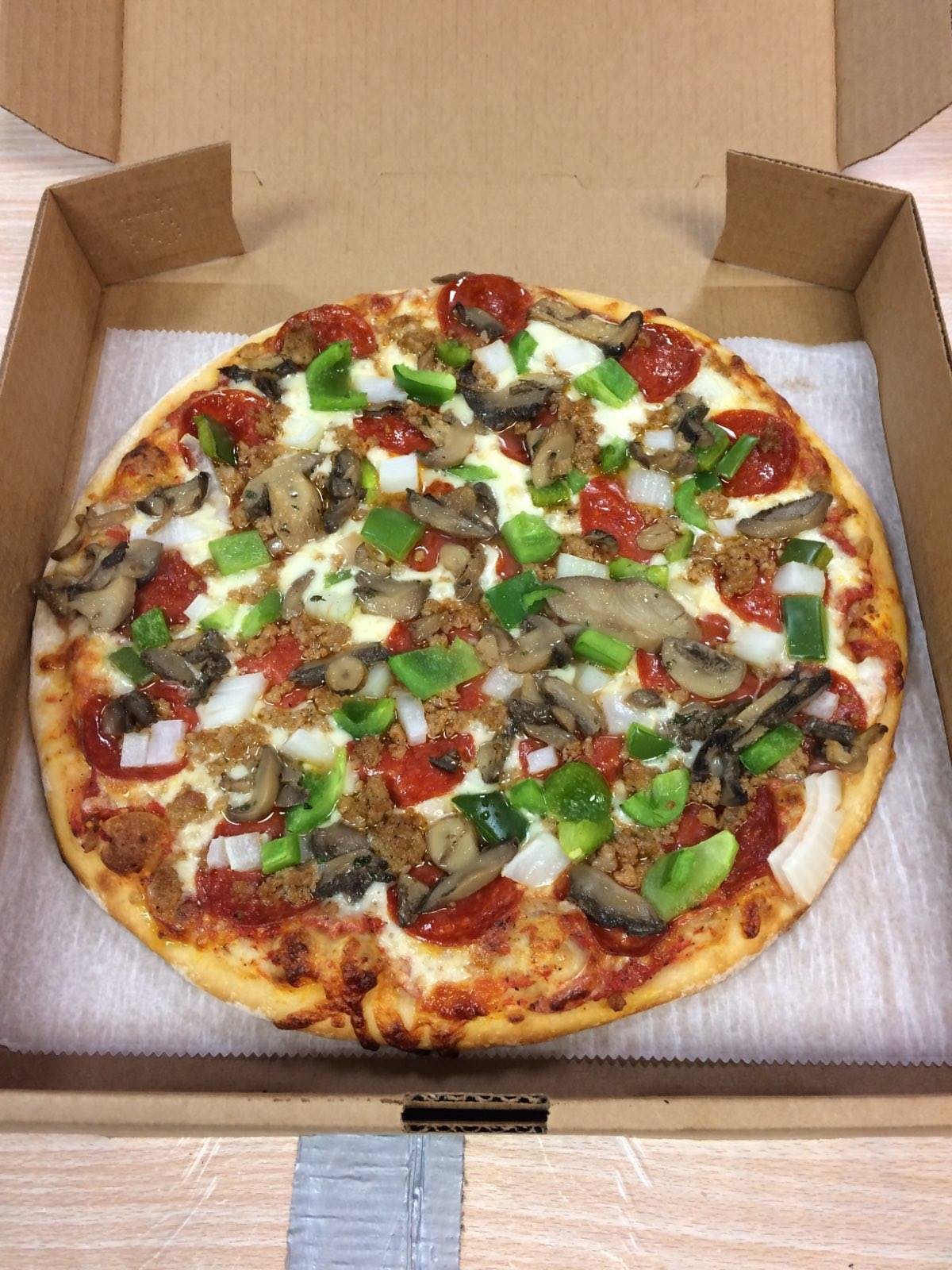 Order Supreme Pizza - Large 16" (8 Slices) food online from Camellone store, Canton on bringmethat.com