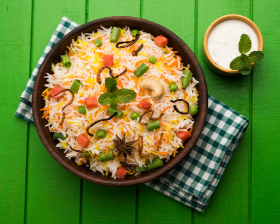 Order Vegetable Biryani food online from Sasha Indian Restaurant store, Santa Clara on bringmethat.com