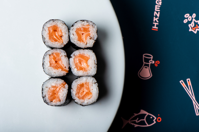 Order Salmon Roll (6 piece) food online from Krispy Rice store, Chicago on bringmethat.com