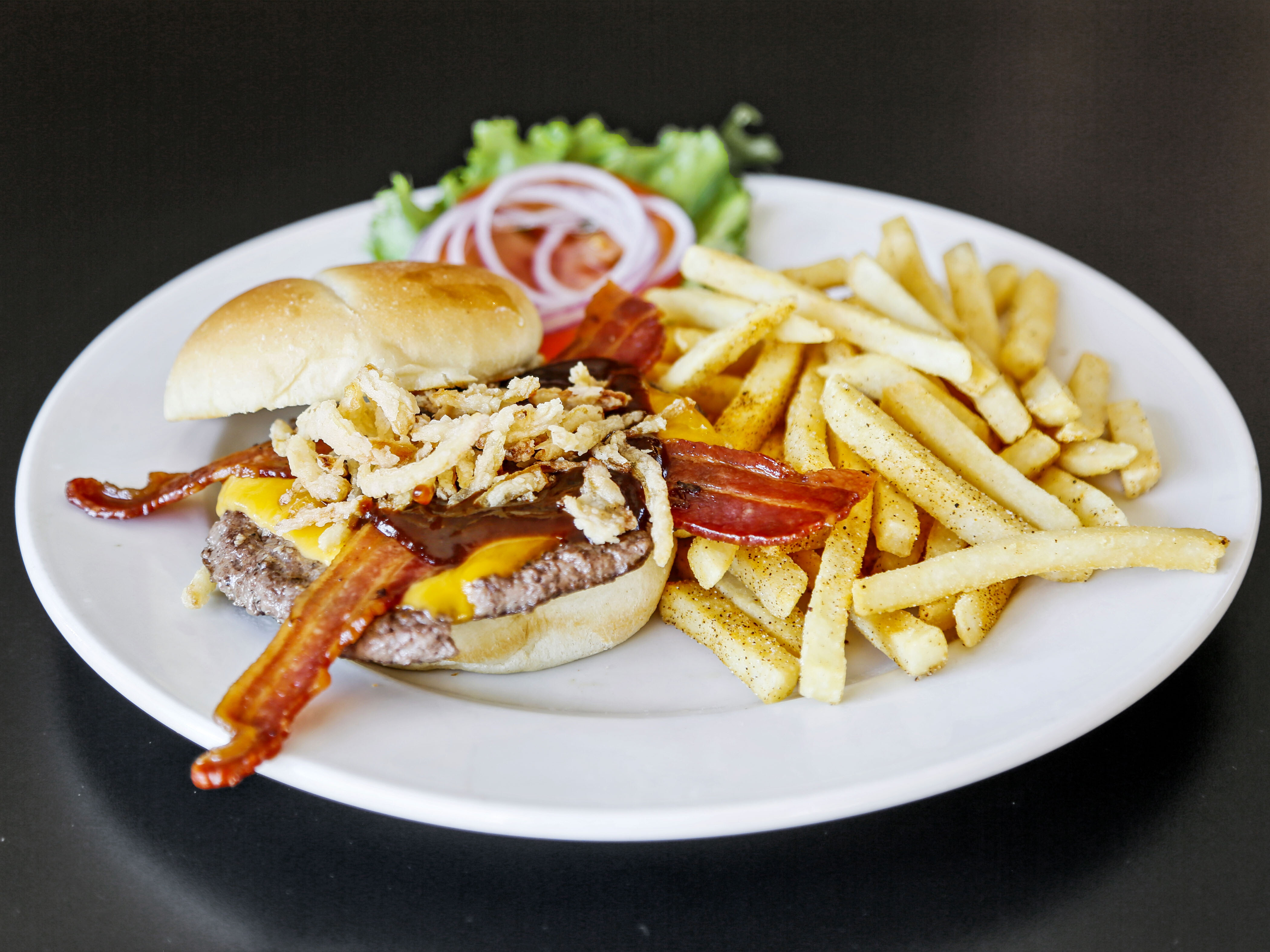 Order BBQ Bacon Cheddar Burger food online from Hearth Room Cafe store, Town and Country on bringmethat.com