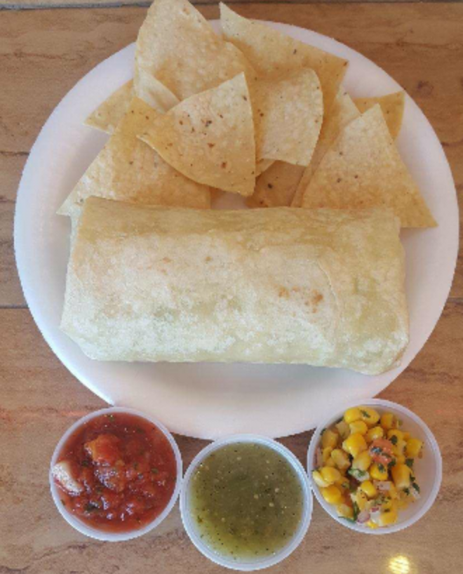 Order 2. Meat, Beans, Lettuce, Guacamole Burrito food online from Burrito Factory store, Sunland on bringmethat.com