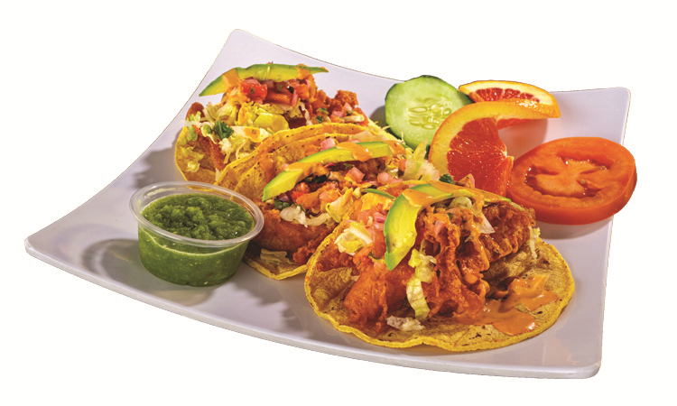 Order 36. Tacos de Pescado (3 Tacos) food online from Malta Mexican Seafood store, Lake Forest on bringmethat.com