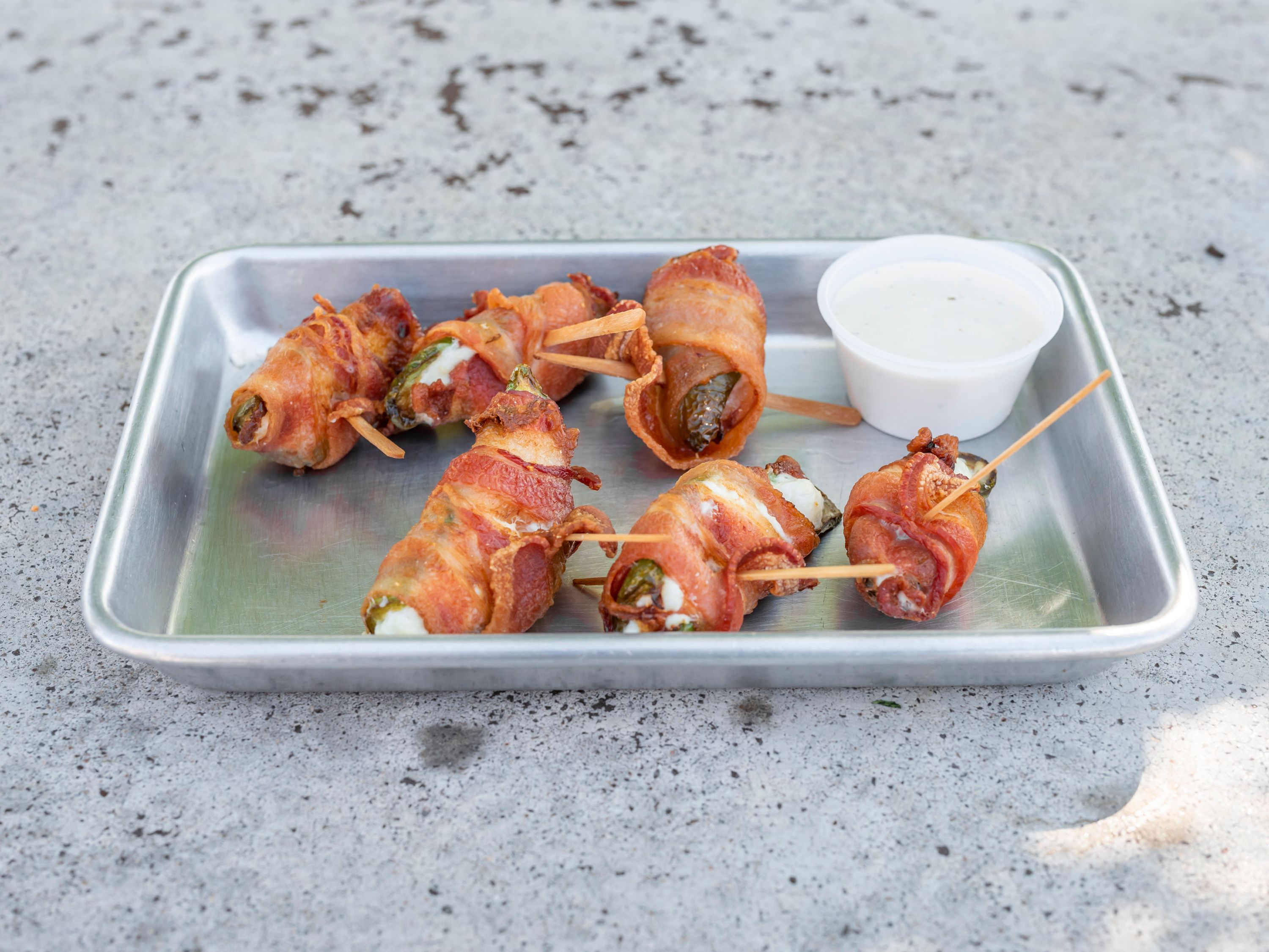 Order Bacon Wrapped Jalapeño Poppers  food online from T-Bird Roadhouse store, Wheat Ridge on bringmethat.com
