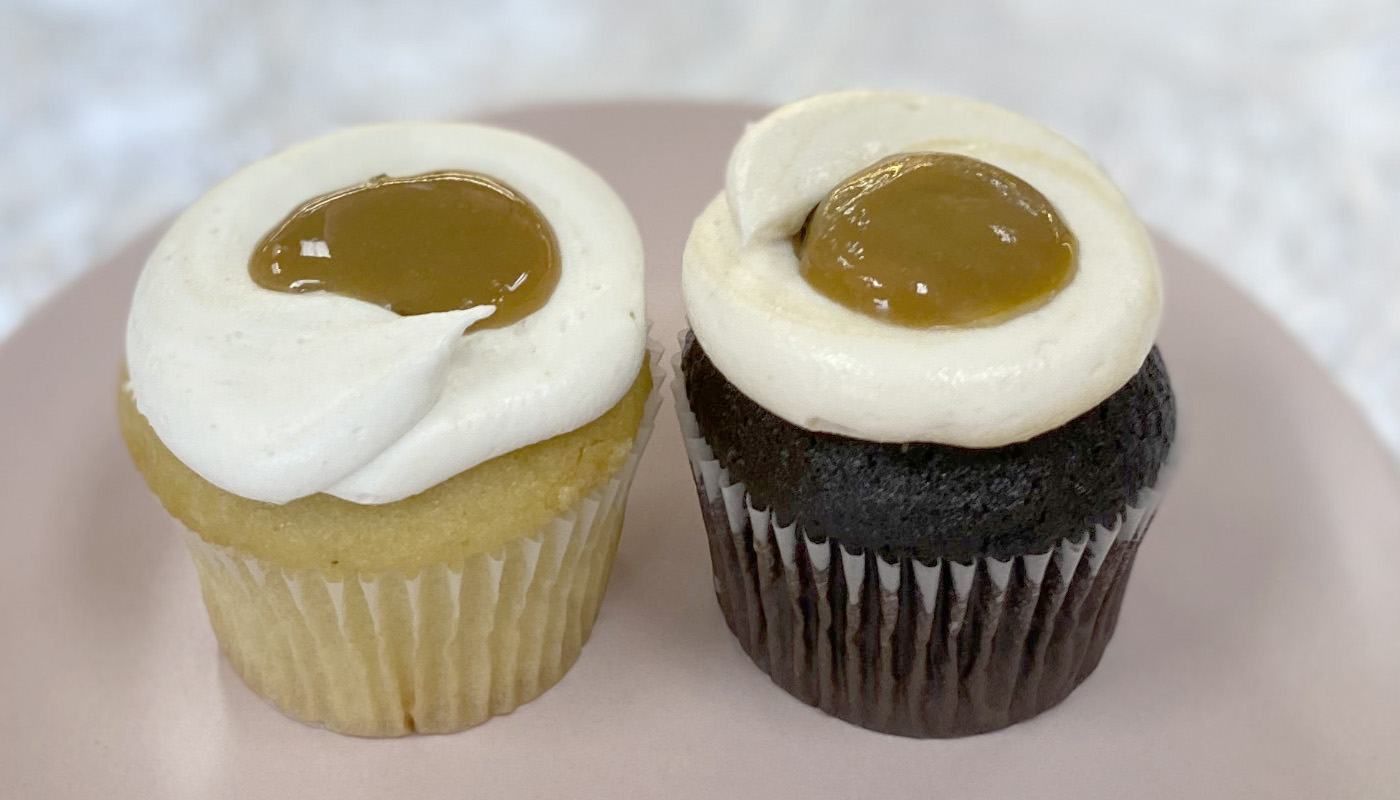 Order  Caramel Filled Cupcake food online from La Creme Bakery store, Los Angeles on bringmethat.com