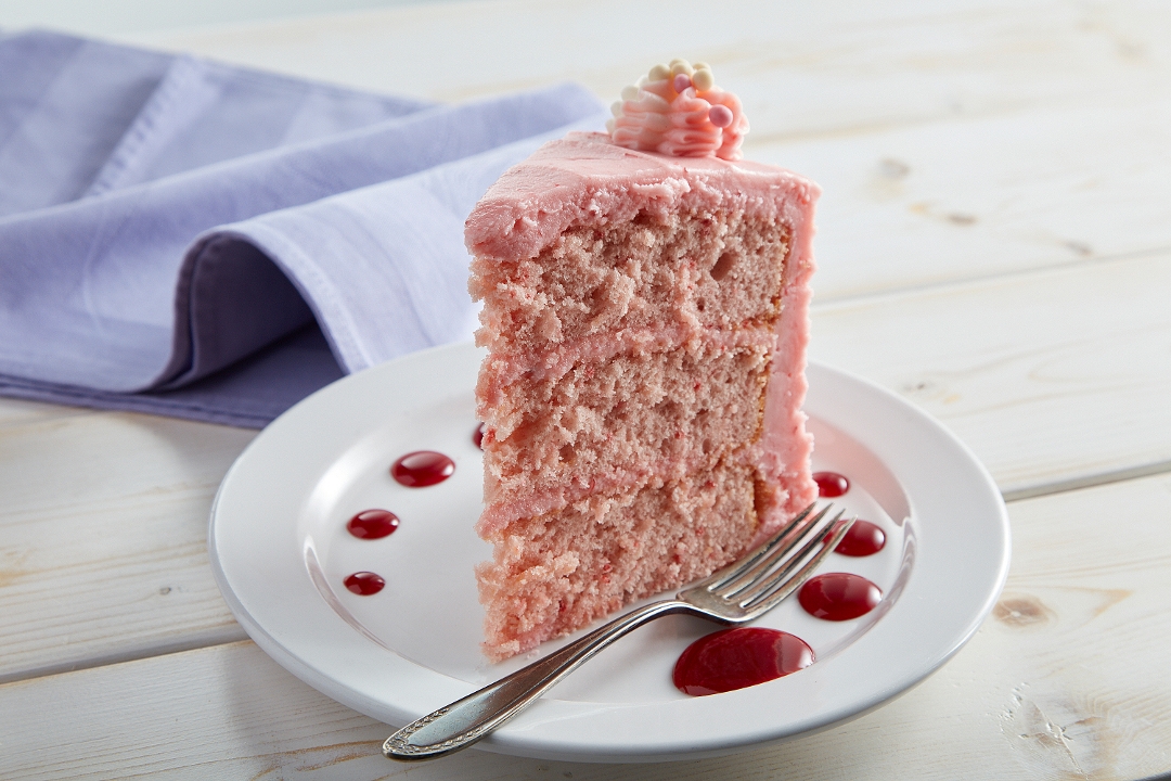 Order Strawberry Dream Cake, slice food online from Dessert Gallery Bakery & Cafe store, Houston on bringmethat.com