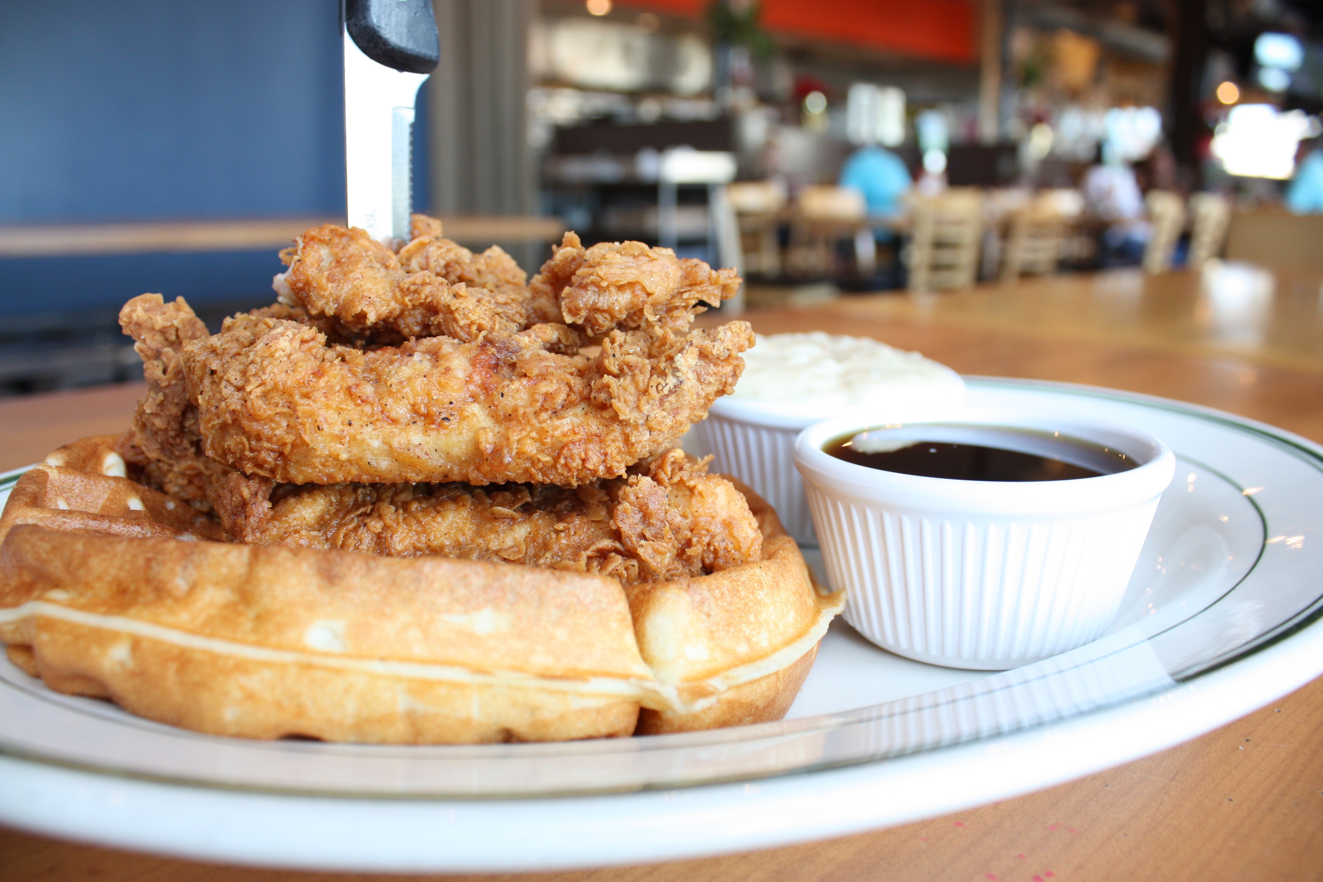 Order Mama's Famous Chicken and Waffle food online from Mama Comfort Food & Cocktails store, Los Alamitos on bringmethat.com