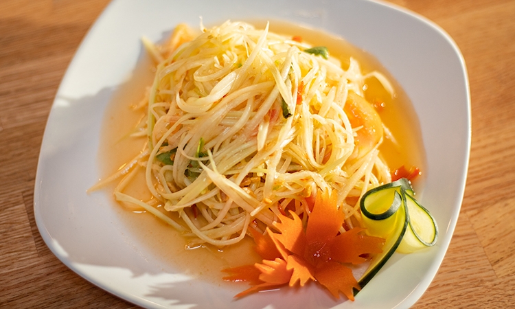Order Papaya Salad (Somtum) (Spicy) food online from Pattaya Restaurant store, Philadelphia on bringmethat.com