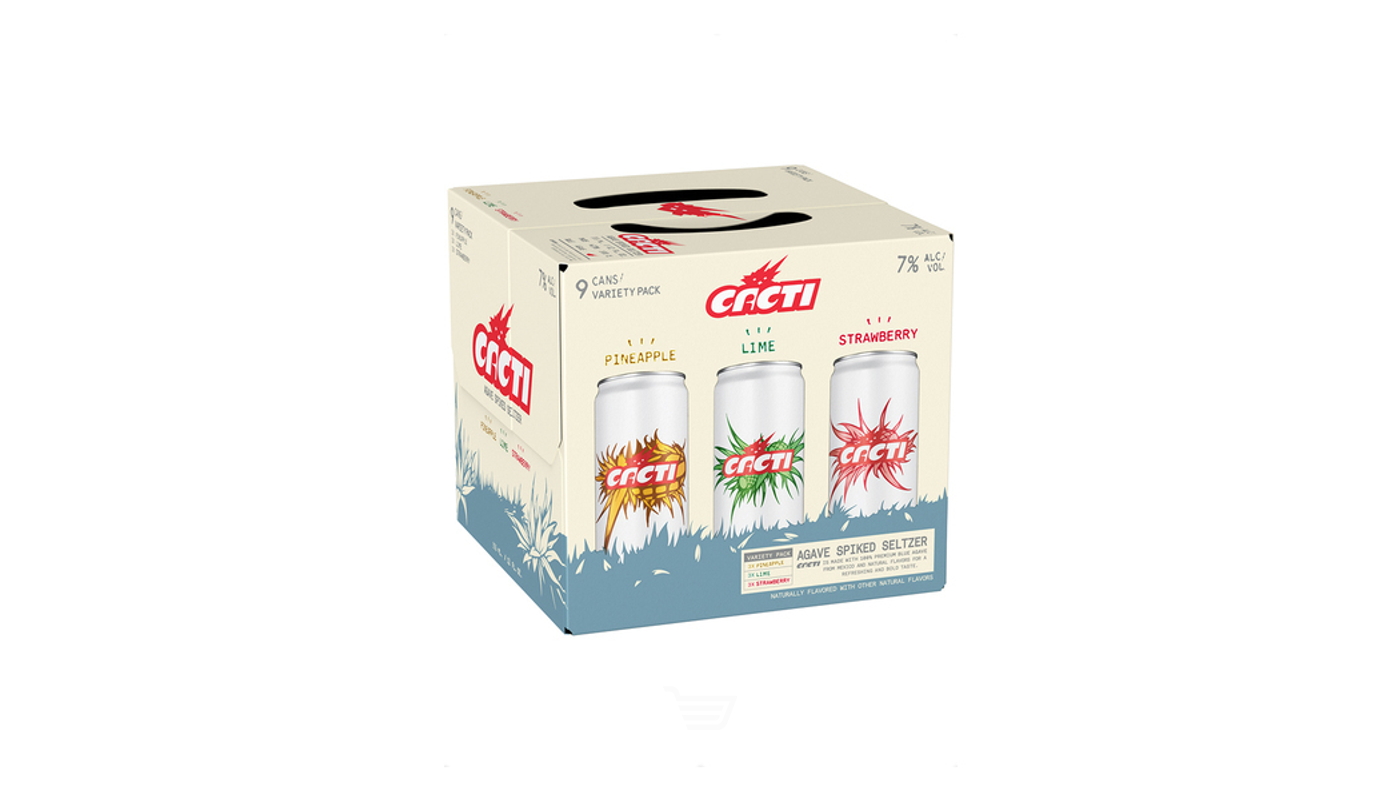 Order CACTI Pineapple, Lime & Strawberry Agave Spiked Seltzer Variety Pack 9x 12oz Cans food online from House Of Cigar & Liquor store, Redondo Beach on bringmethat.com