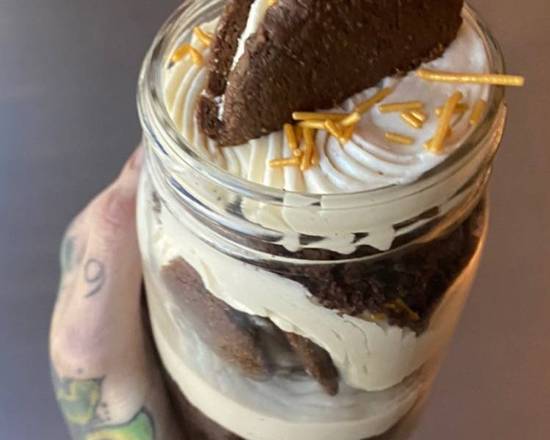 Order “The Hi Cutie”  The Chocolate Cake Jar of Vanilla Buttercream Bliss food online from Cafe of Sweet Abundance store, Charleston on bringmethat.com
