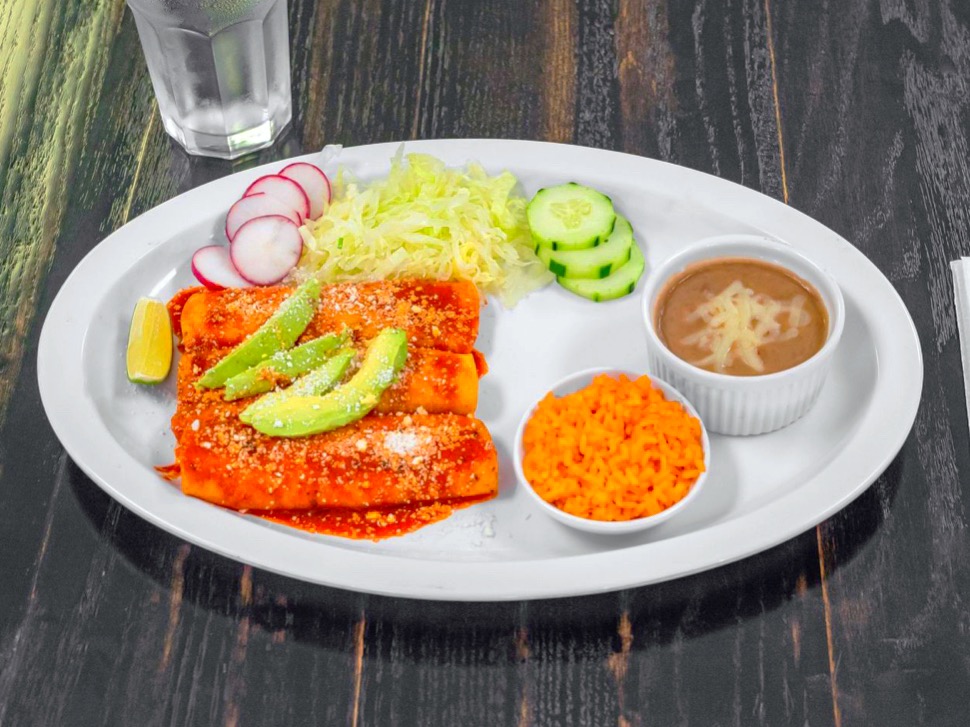 Order Enchiladas Combo Meal Plate food online from Charcoal Grill Chicken store, Santa Clarita on bringmethat.com