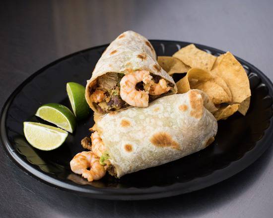 Order Cali-Surfing Burrito food online from Cotija Taco Shop store, Temecula on bringmethat.com