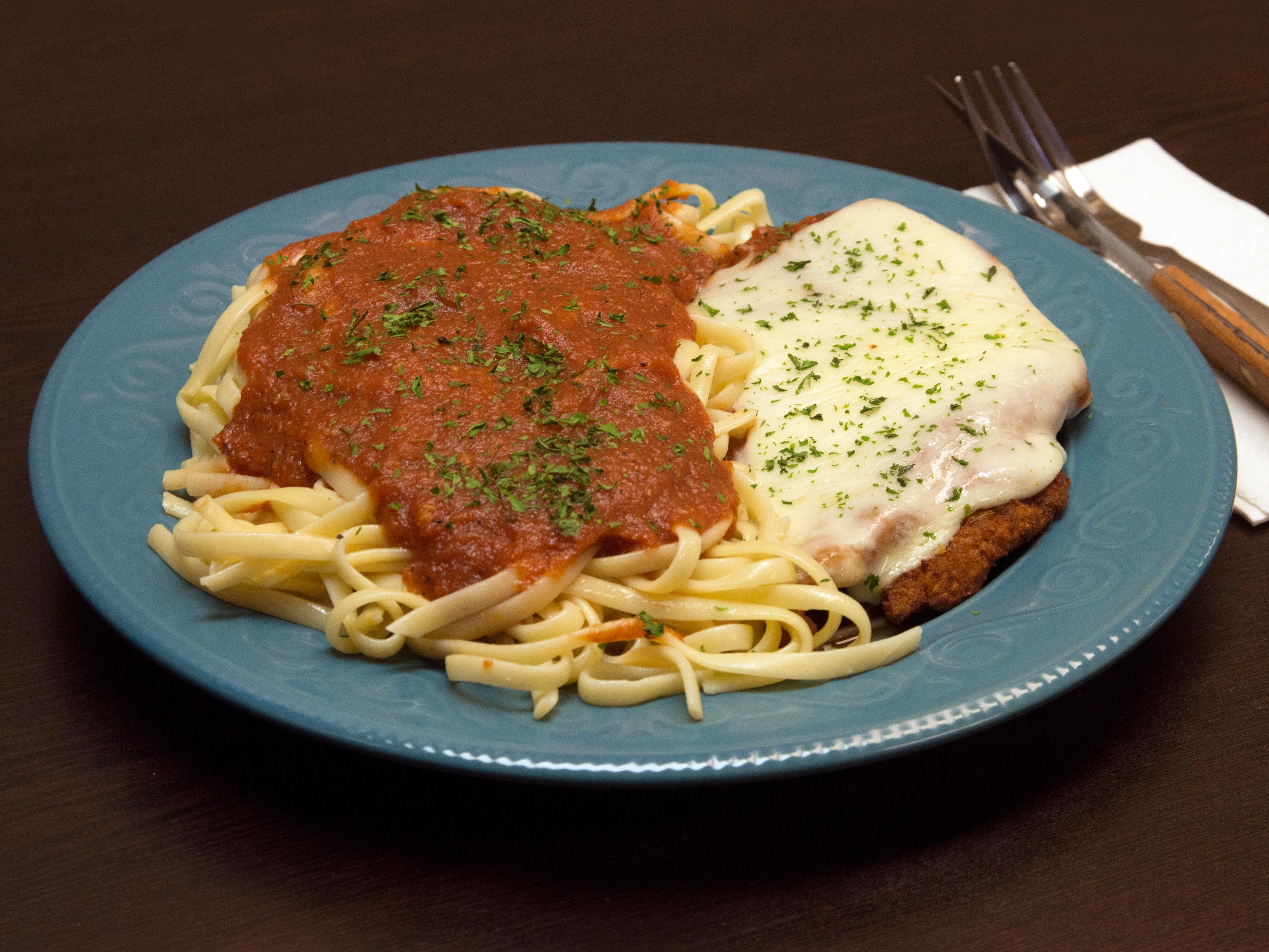 Order Chicken Parm Dinner food online from 3 Brothers Pizza store, Watervliet on bringmethat.com