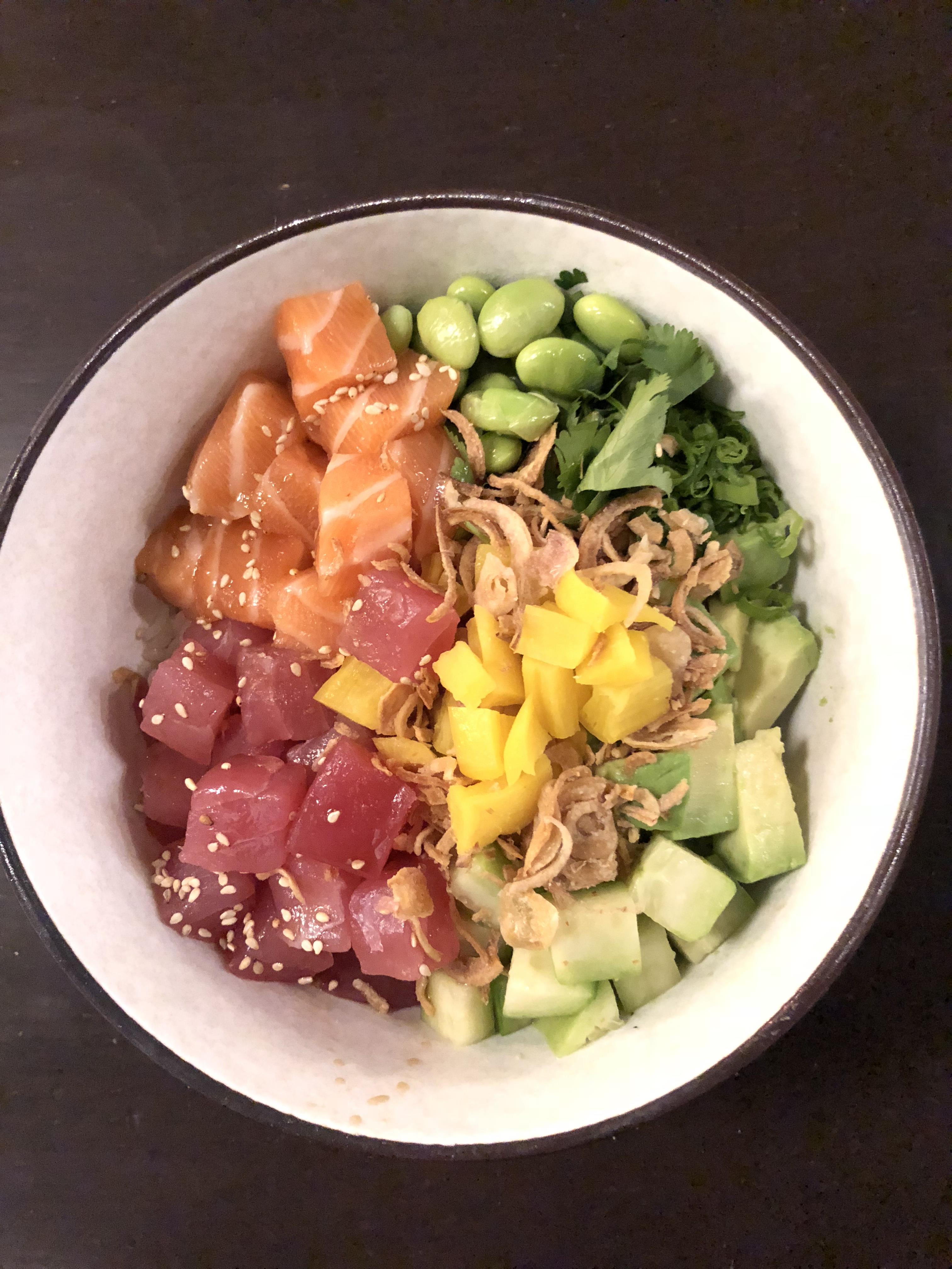 Order Salmon and Tuna Bowl food online from Miku Sushi store, Chicago on bringmethat.com