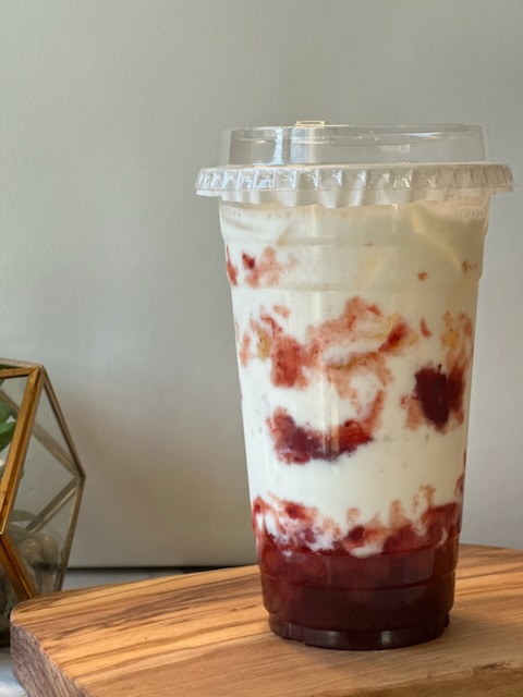 Order strawberry fresh milk with popping boba  food online from China Ho store, Chicago on bringmethat.com