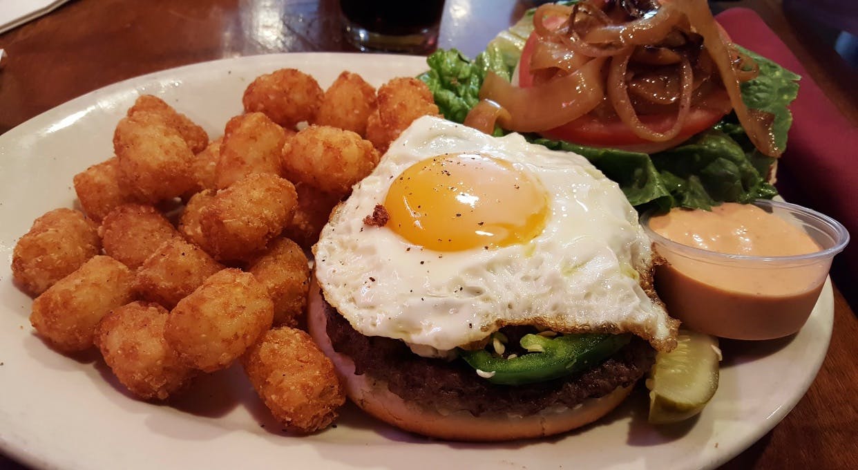 Order Division Street Burger - Burger food online from Old Towne Pizza Pub store, Chicago on bringmethat.com
