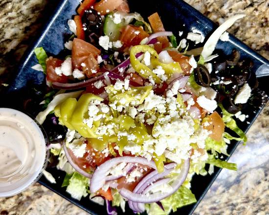 Order Greek Salad food online from Nish! Mediterranean grill store, River Oaks on bringmethat.com