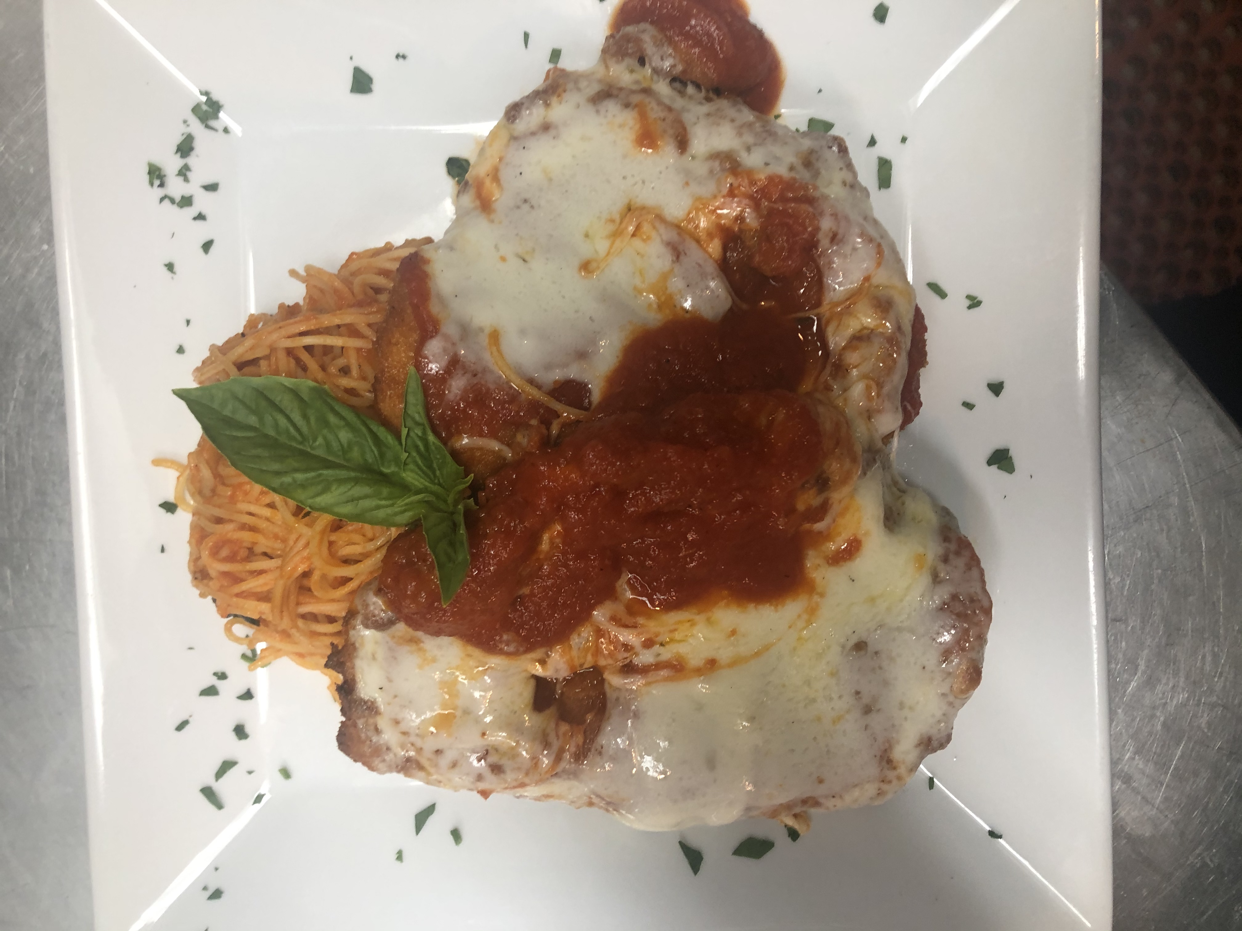 Order Chicken Parmigiana Dinner food online from Di Meo Pizzeria store, Crofton on bringmethat.com