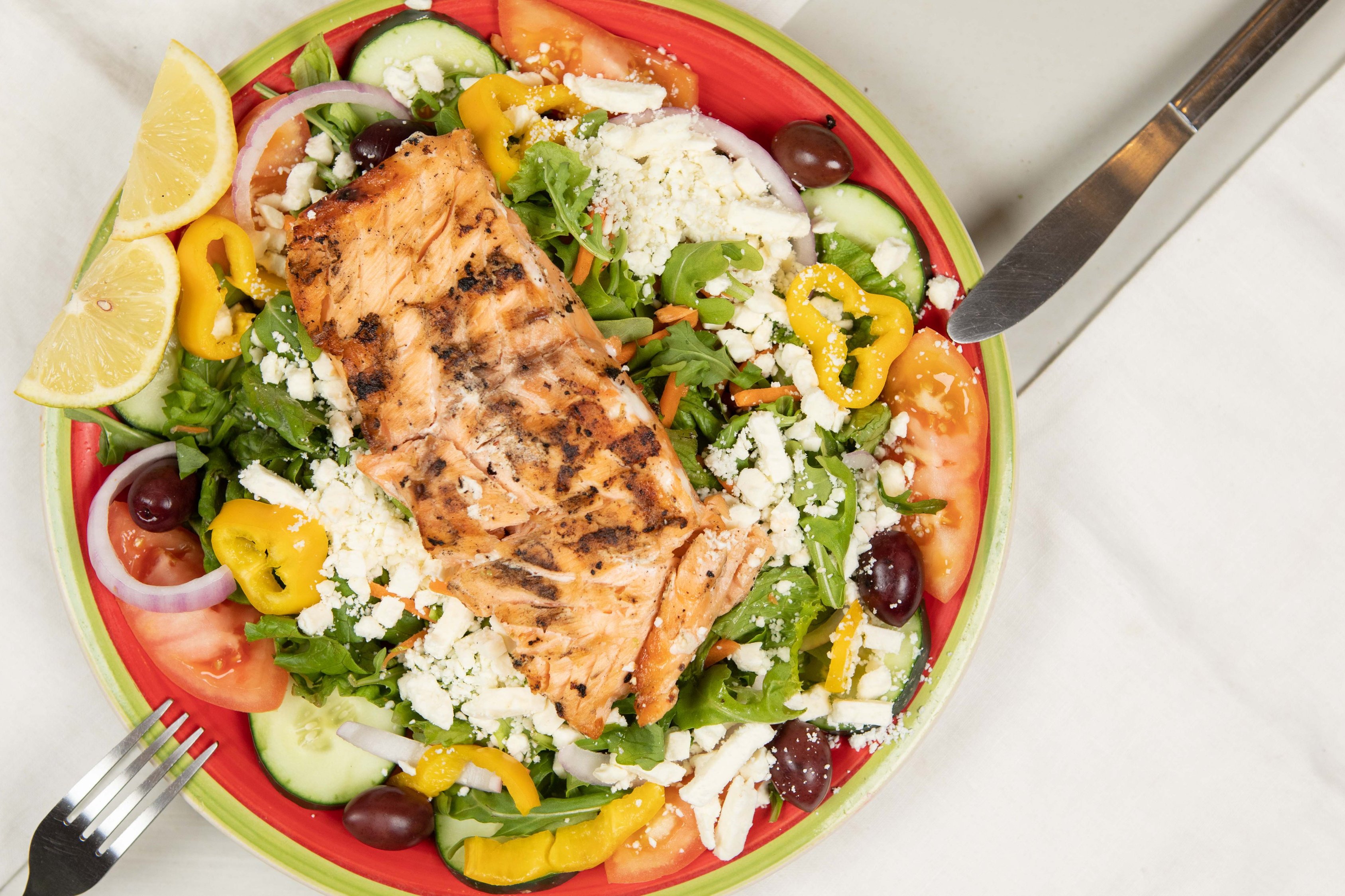 Order Salmon Salad food online from Leo Place Diner store, Waltham on bringmethat.com